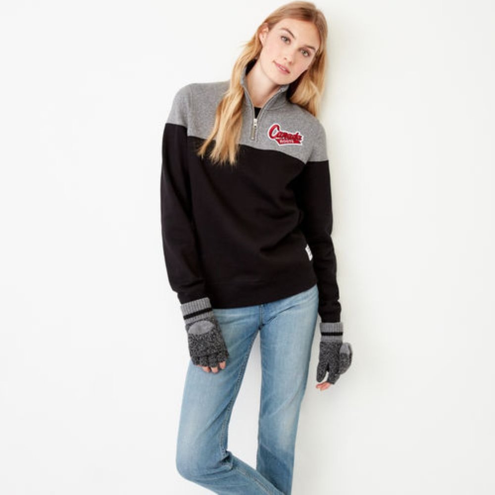 Roots Canada 1/4 Zip Stein Colourblock Sweater